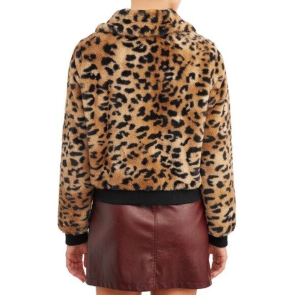 Faux Fur Collared Jacket, Cheetah Print - Picture 2 of 8
